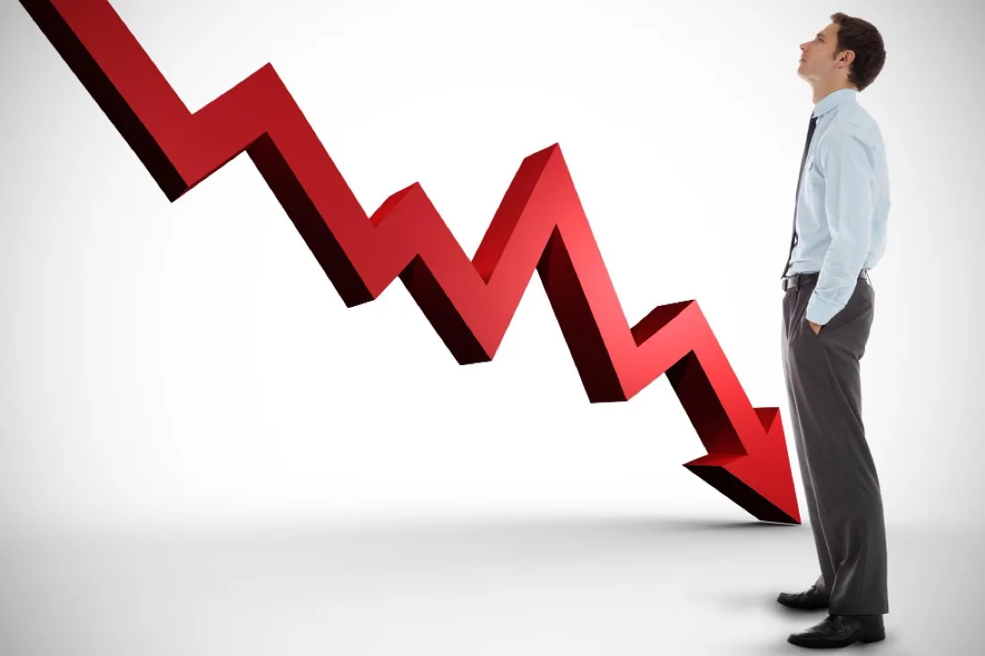 Gráfico de produtividade comercial em queda